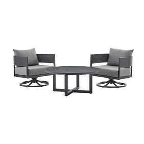 Luxur Living Ambikapur Dark Grey Swivel 3pc Patio Outdoor Seating Set