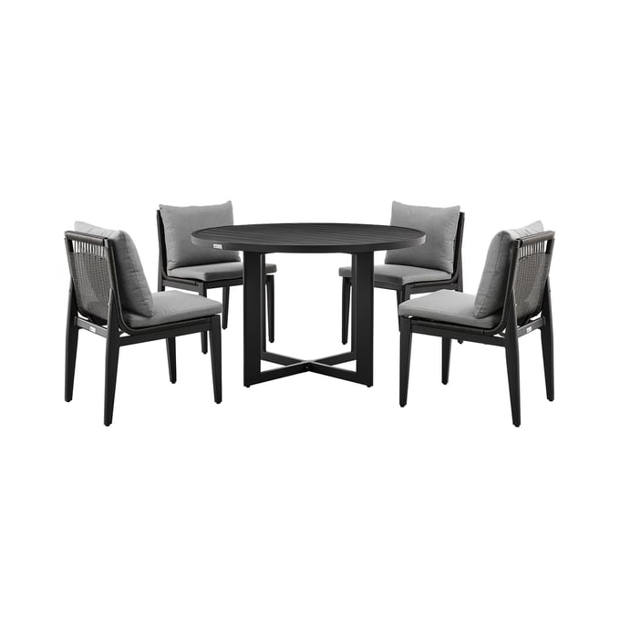 Luxur Living Chungshi Dark Grey Outdoor Patio 5pc Round Dining Table Set LUX-840254332751