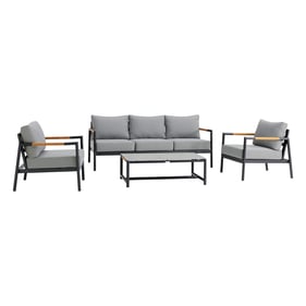 Luxur Living Kadti Black Dark Gray 4pc Outdoor Seating Set