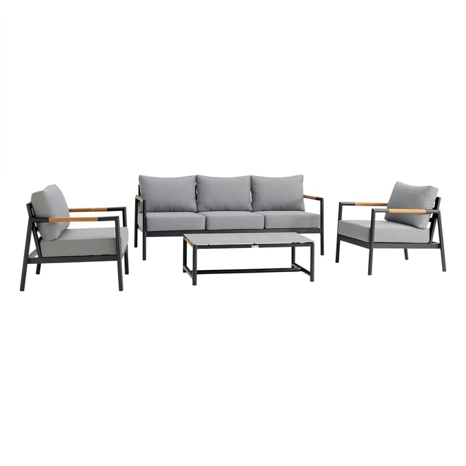 Luxur Living Kadti Black Dark Gray 4pc Outdoor Seating Set LUX-840254332829