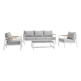 Luxur Living Kadti White Light Gray 4pc Outdoor Seating Set