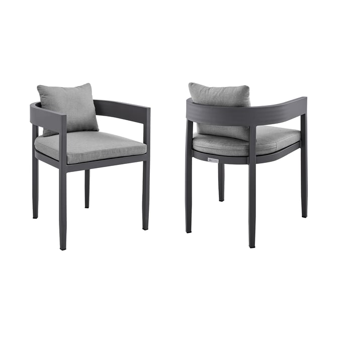 2 Luxur Living Ambikapur Dark Grey Outdoor Patio Dining Chairs LUX-840254332997