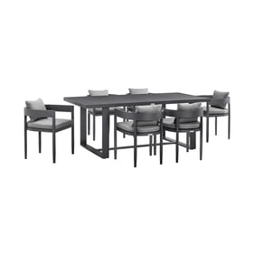 Luxur Living Ambikapur Dark Grey Outdoor Patio 7pc Dining Table Set