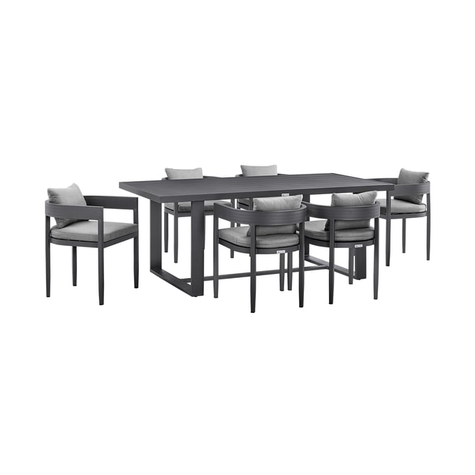 Luxur Living Ambikapur Dark Grey Outdoor Patio 7pc Dining Table Set LUX-840254333024