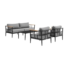 Luxur Living Kamalani Black Dark Grey Outdoor Patio 4pc Lounge Set