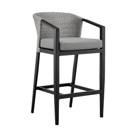 Luxur Living Adsul Dark Grey Black Outdoor Patio Counter Height Bar Stool