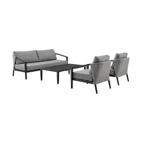 Luxur Living Adsul Dark Grey Black Outdoor Patio 4pc Lounge Set