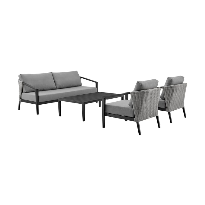 Luxur Living Adsul Dark Grey Black Outdoor Patio 4pc Lounge Set LUX-840254333239