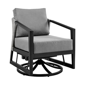 Luxur Living Adsul Dark Grey Black Outdoor Patio Swivel Lounge Chair