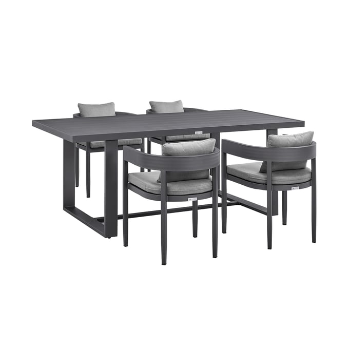 Luxur Living Ambikapur Dark Grey Outdoor Patio 5pc Dining Table Set LUX-840254333277