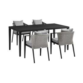 Luxur Living Adsul Black Grey Outdoor Patio 5pc Dining Table Set