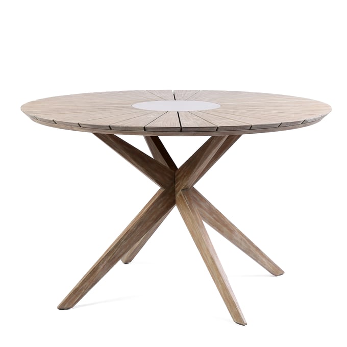 Luxur Living Kakad Light Eucalyptus Round Outdoor Dining Table LUX-840254333369