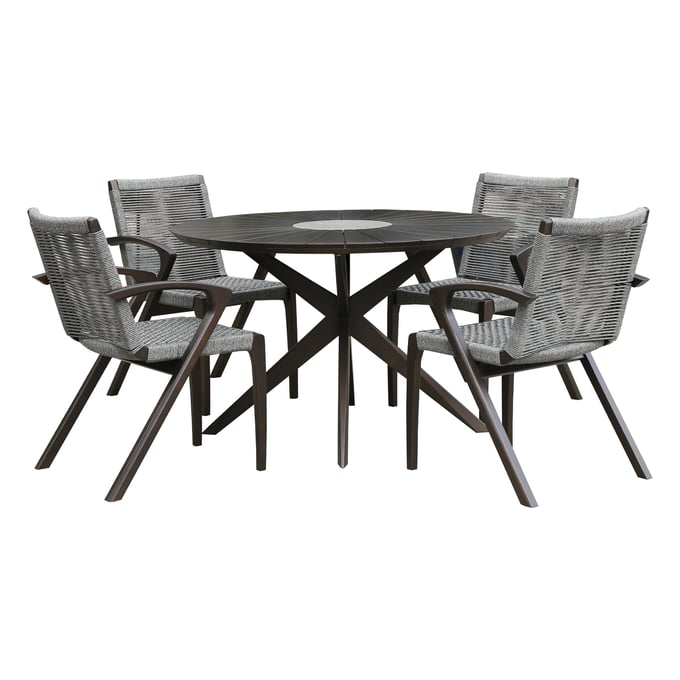 Luxur Living Kakad Dark Eucalyptus Outdoor 5pc Dining Set LUX-840254333376