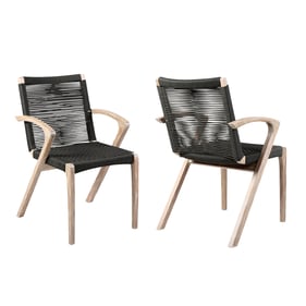 2 Luxur Living Gondhalwadi Charcoal Outdoor Light Eucalyptus Dining Chairs