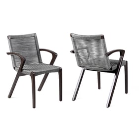 2 Luxur Living Gondhalwadi Grey Outdoor Dark Eucalyptus Dining Chairs