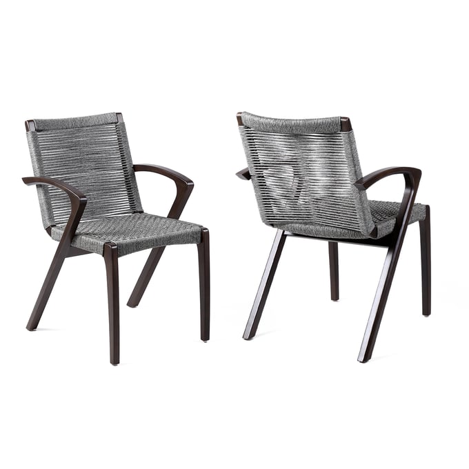 2 Luxur Living Gondhalwadi Grey Outdoor Dark Eucalyptus Dining Chairs LUX-840254333420