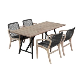 Luxur Living Ban Light Eucalyptus Charcoal 5pc Outdoor Patio Dining Set