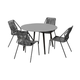 Luxur Living Bhendegaon Grey Black Outdoor Patio 5pc Dining Set