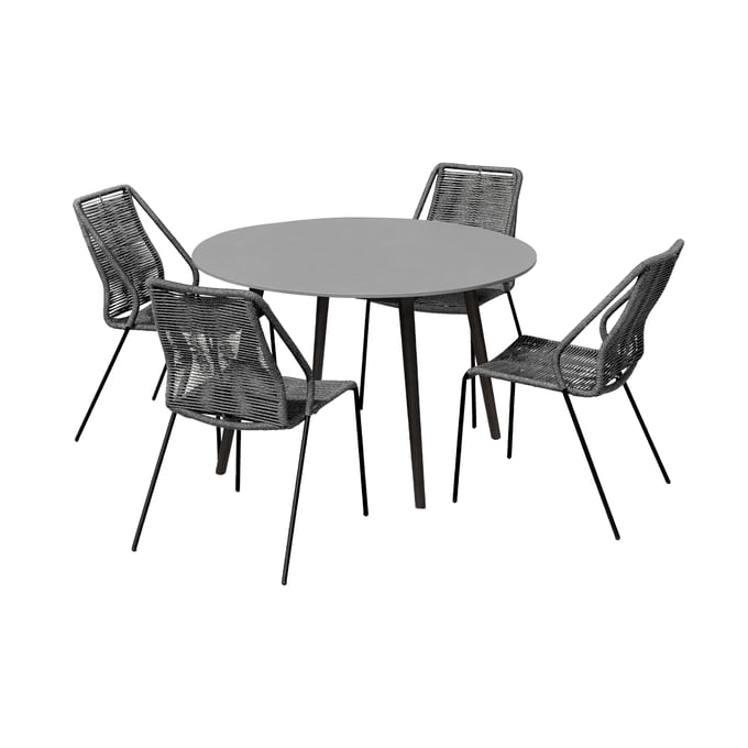 Luxur Living Bhendegaon Grey Black Outdoor Patio 5pc Dining Set LUX-840254333741