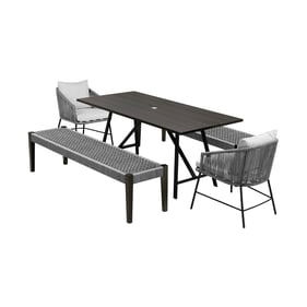 Luxur Living Dharel Grey Rope Dark Eucalyptus 5pc Outdoor Dining Set