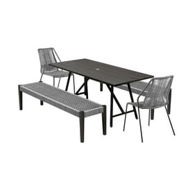 Luxur Living Bhendegaon Dark Eucalyptus Grey Rope 5pc Outdoor Dining Set