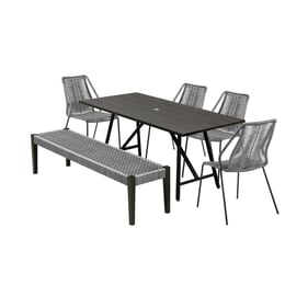 Luxur Living Bhendegaon Dark Eucalyptus Grey Rope 6pc Outdoor Dining Set