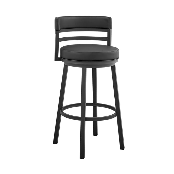 Luxur Living Katkheda Black Faux Leather 30 Inch Swivel Bar Height Bar Stool LUX-840254335011