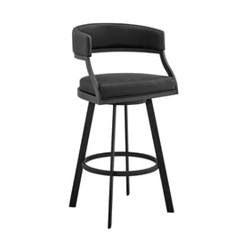 Luxur Living Borisawant Black Swivel 30 Inch Bar Height Bar Stool