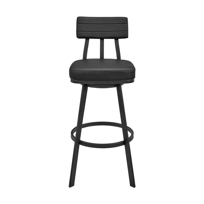 Luxur Living Davdari Black Faux Leather Swivel Counter Stool LUX-840254335202