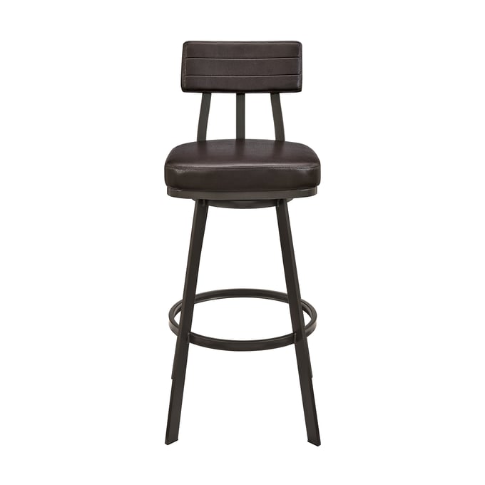 Luxur Living Davdari Brown Faux Leather Bejnamin Swivel Bar Stool LUX-840254335257