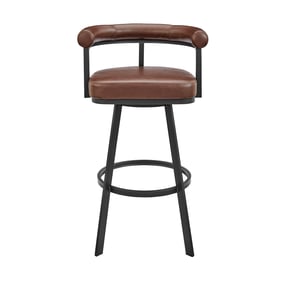 Luxur Living Hasanapur Black Brown Faux Leather Swivel Counter Stool