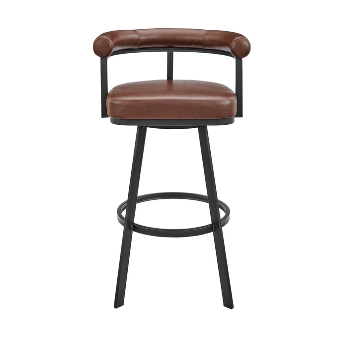 Luxur Living Hasanapur Black Brown Faux Leather Swivel Counter Stool LUX-840254335578