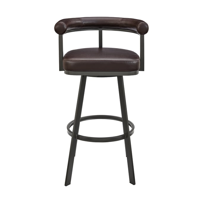 Luxur Living Hasanapur Brown Faux Leather Swivel Counter Stool LUX-840254335592