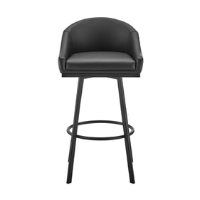 Luxur Living Hata Black Faux Leather Swivel Bar Stool