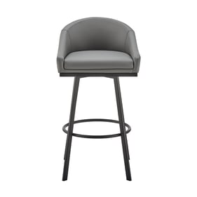 Luxur Living Hata Grey Faux Leather Swivel Counter Stool