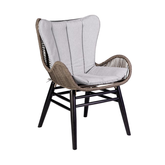 Luxur Living Chatari Dark Eucalyptus Truffle Rope Outdoor Patio Dining Chair LUX-840254335936