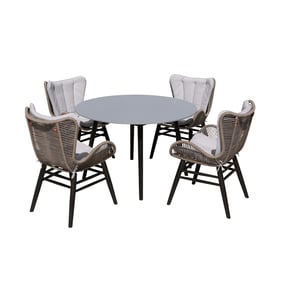 Luxur Living Kasali Dark Eucalyptus Grey 5pc Outdoor Patio Dining Set