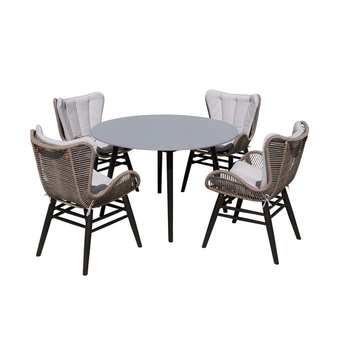 Luxur Living Kasali Dark Eucalyptus Grey 5pc Outdoor Patio Dining Set LUX-840254335950