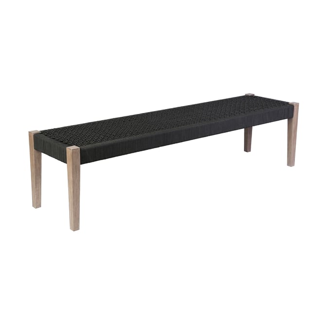 Luxur Living Belmanda Light Eucalyptus Charcoal Rope Indoor Outdoor Dining Bench LUX-840254336025