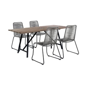 Luxur Living Dharel Light Eucalyptus Grey 5pc Outdoor Patio Dining Set