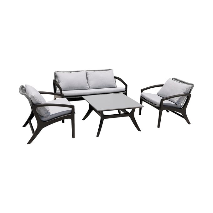 Luxur Living Ban Dark Eucalyptus 4pc Outdoor Patio Seating Set LUX-840254336100