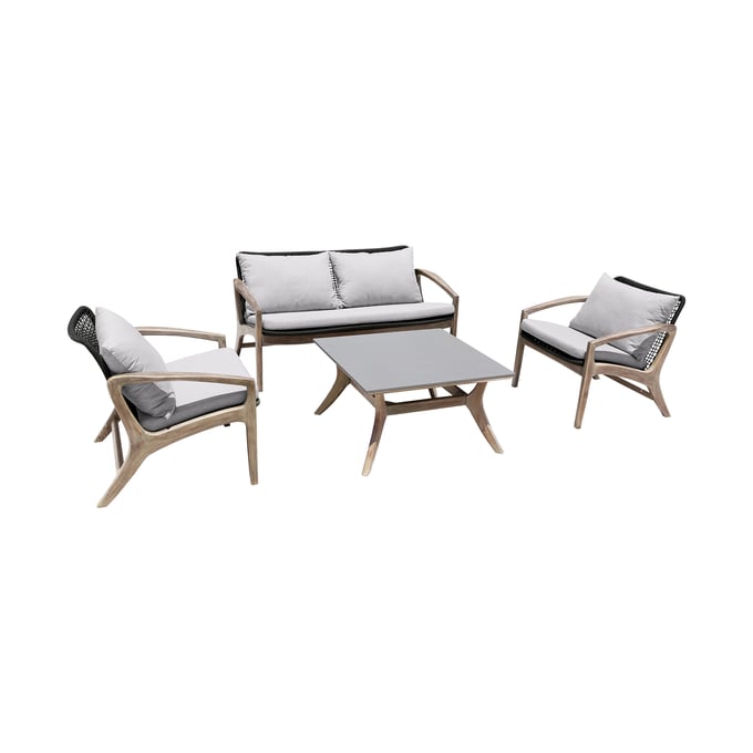 Luxur Living Ban Light Eucalyptus 4pc Outdoor Patio Seating Set LUX-840254336155