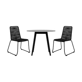 Luxur Living Kasali Black 36 Inch 3pc Outdoor Dining Set