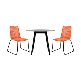 Luxur Living Kasali Tangerine 36 Inch 3pc Outdoor Patio Dining Set