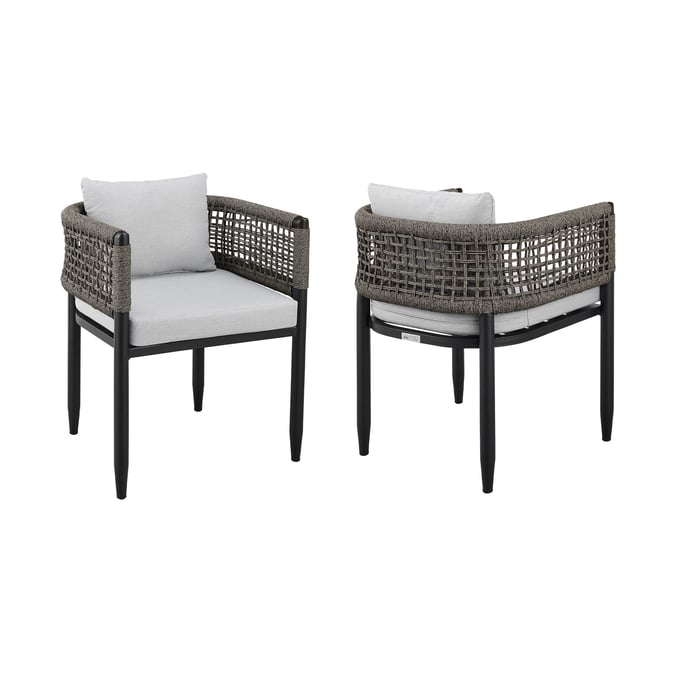 2 Luxur Living Agikhed Light Grey Outdoor Patio Dining Chairs LUX-LCAFCHBL