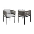 Agikhed Outdoor Patio Dining Chair in Aluminum with Grey Rope and Cushions - Set of 2