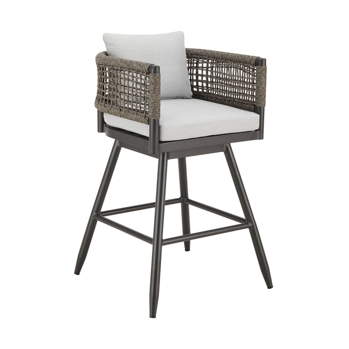 Luxur Living Agikhed Light Gray Black Outdoor Swivel Counter Height Stool LUX-LCAFSWBABL26