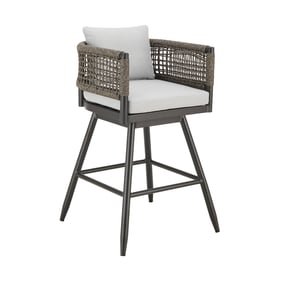 Luxur Living Agikhed Light Gray Black Outdoor Swivel Bar Stool