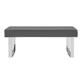 Luxur Living Akhatwada Gray Faux Leather Dining Bench