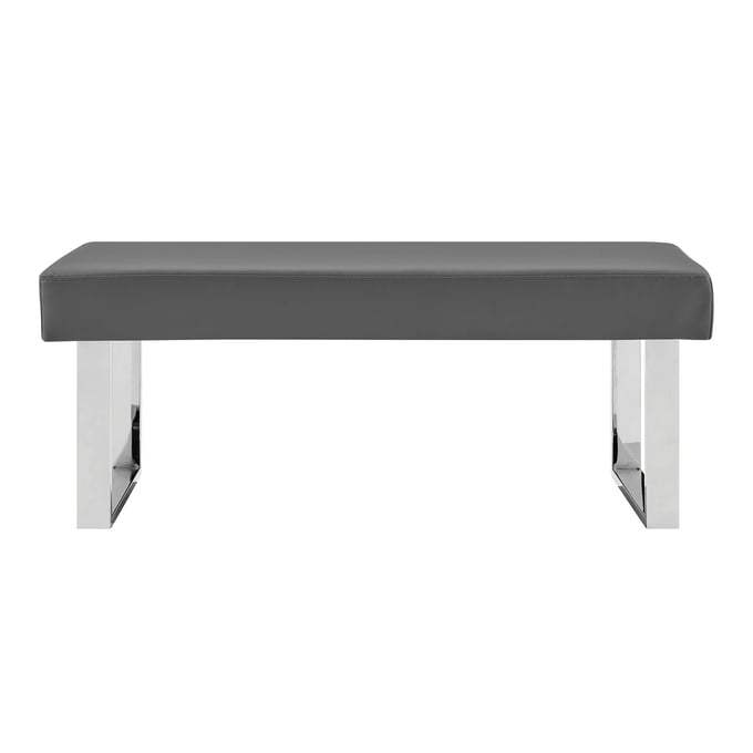 Luxur Living Akhatwada Gray Faux Leather Dining Bench LUX-LCAMBEGRBCH